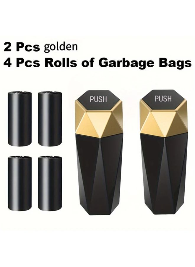 Cow Color Car Trash Can 6 Pack With 2 Cans 4 Rolls 60 Bags Diamond Shaped One Button Operation - Image 2