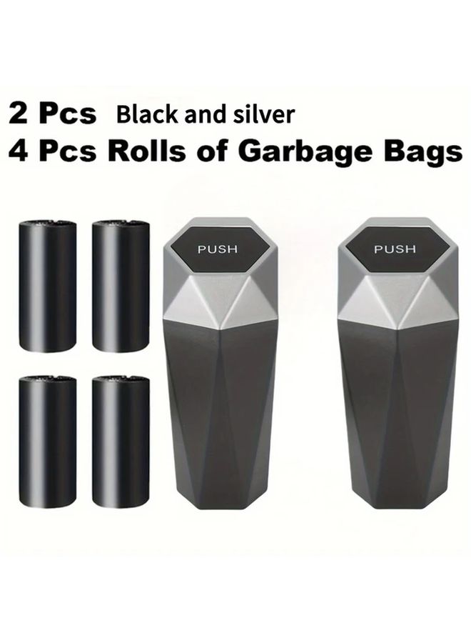 Cow Color Car Trash Can 6 Pack With 2 Cans 4 Rolls 60 Bags Diamond Shaped One Button Operation - Image 3