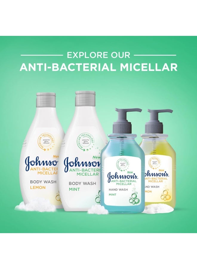 Johnson's Body Wash, Anti-Bacterial Micellar, Mint, with micellar technology, targets and lifts germs out like a magnet while keeping skin's natural protective barrier, 400 ml - Image 3