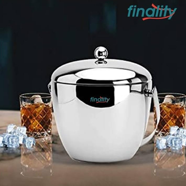 FINALITY Apple Shape Mirror Finish Ice Bucket Double Wall Insulated Stainless Steel Ice Box with Lid 18L Mirror Finish Ideal for Home Bar Accessories Perfect Ice Cube Box Mini bar - Image 5