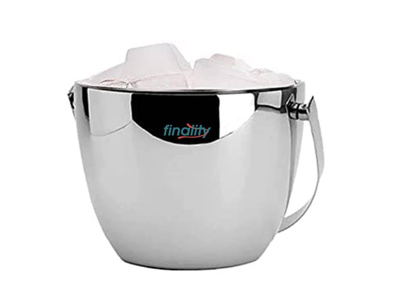 FINALITY Apple Shape Mirror Finish Ice Bucket Double Wall Insulated Stainless Steel Ice Box with Lid 18L Mirror Finish Ideal for Home Bar Accessories Perfect Ice Cube Box Mini bar - Image 1