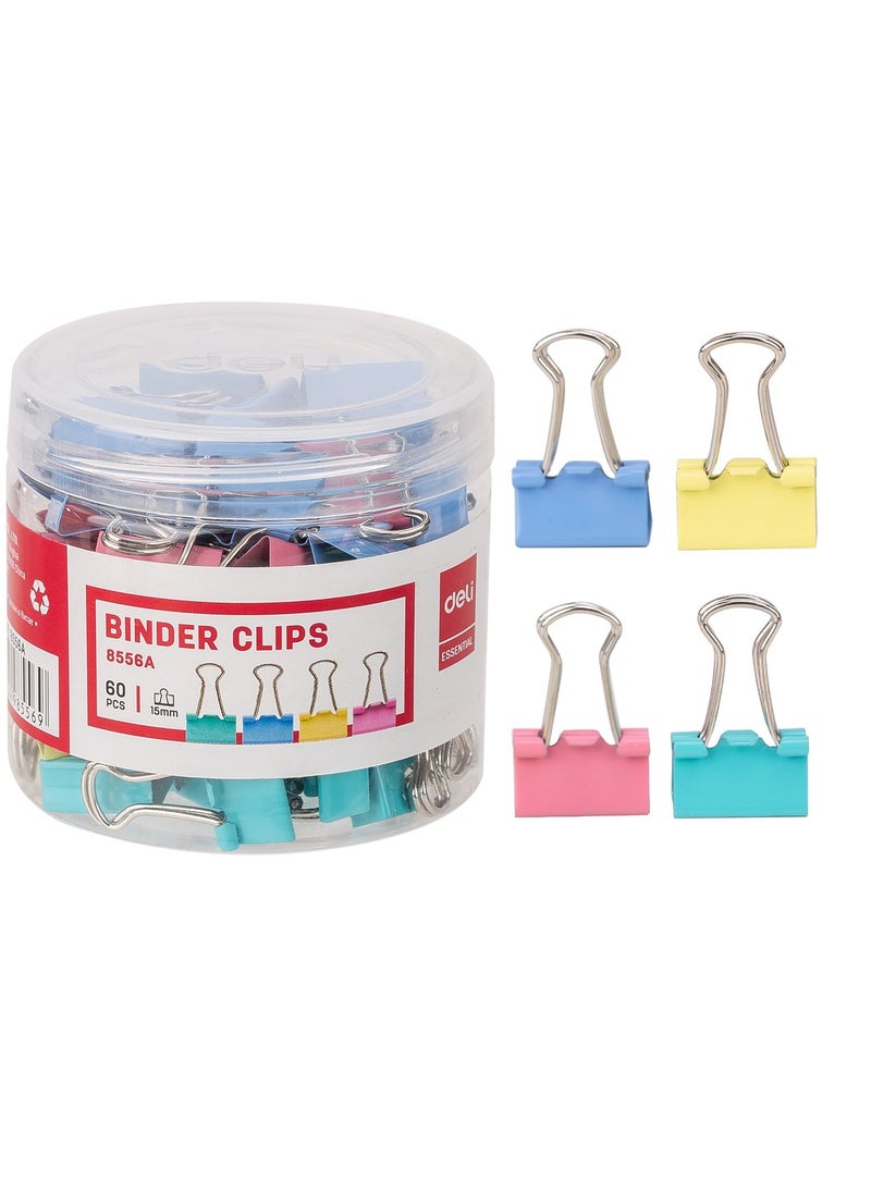 Deli 60-Piece Small 15mm Size Binder Clips Assorted Colours  - Image 1