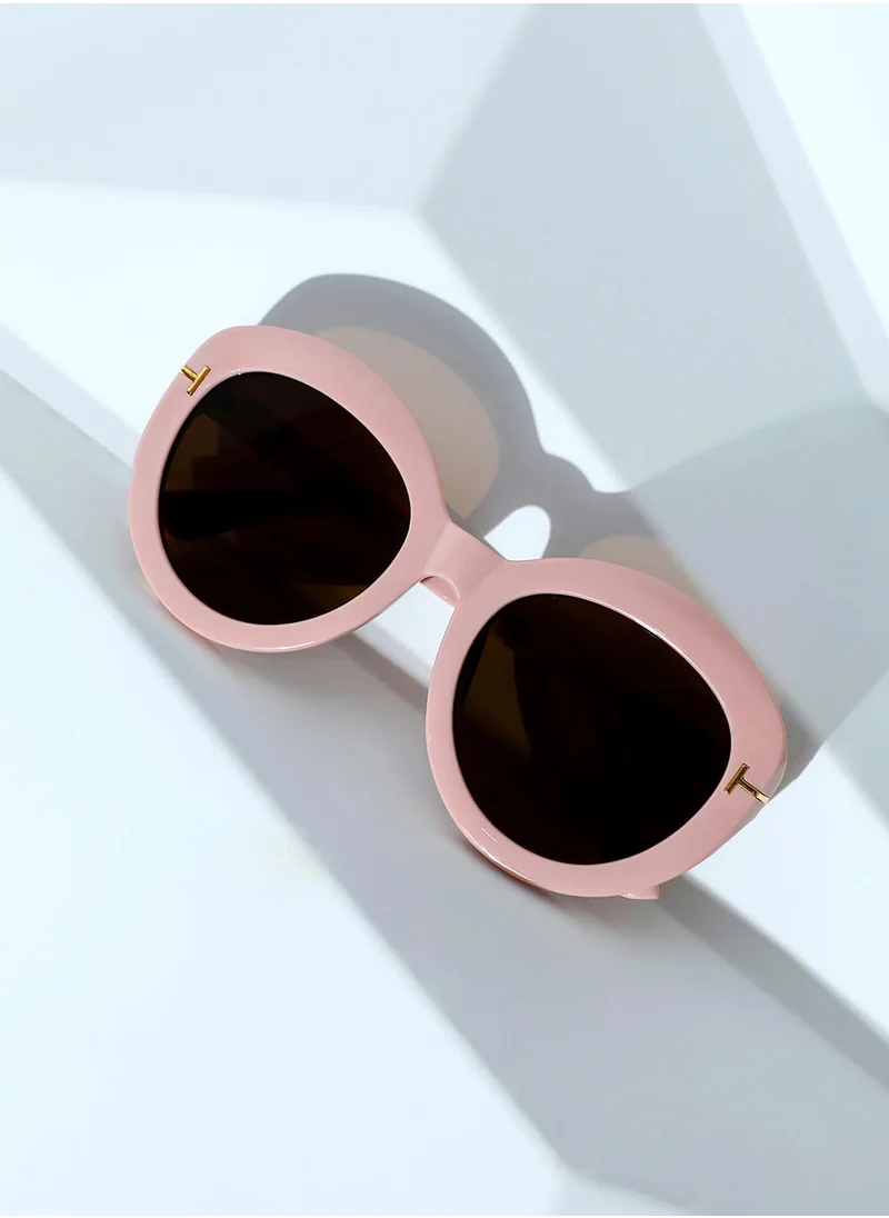 Haute Sauce The Chunky Block Oversized Sunglasses - Blush Pink