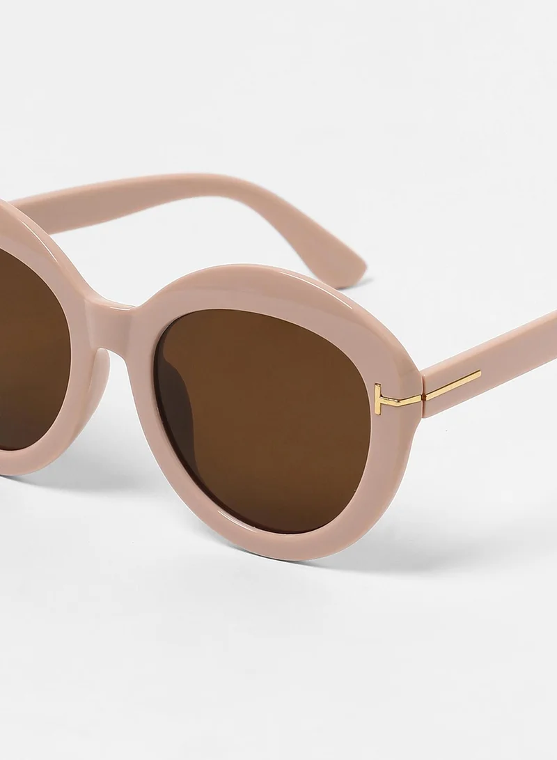 Haute Sauce The Chunky Block Oversized Sunglasses - Blush Pink