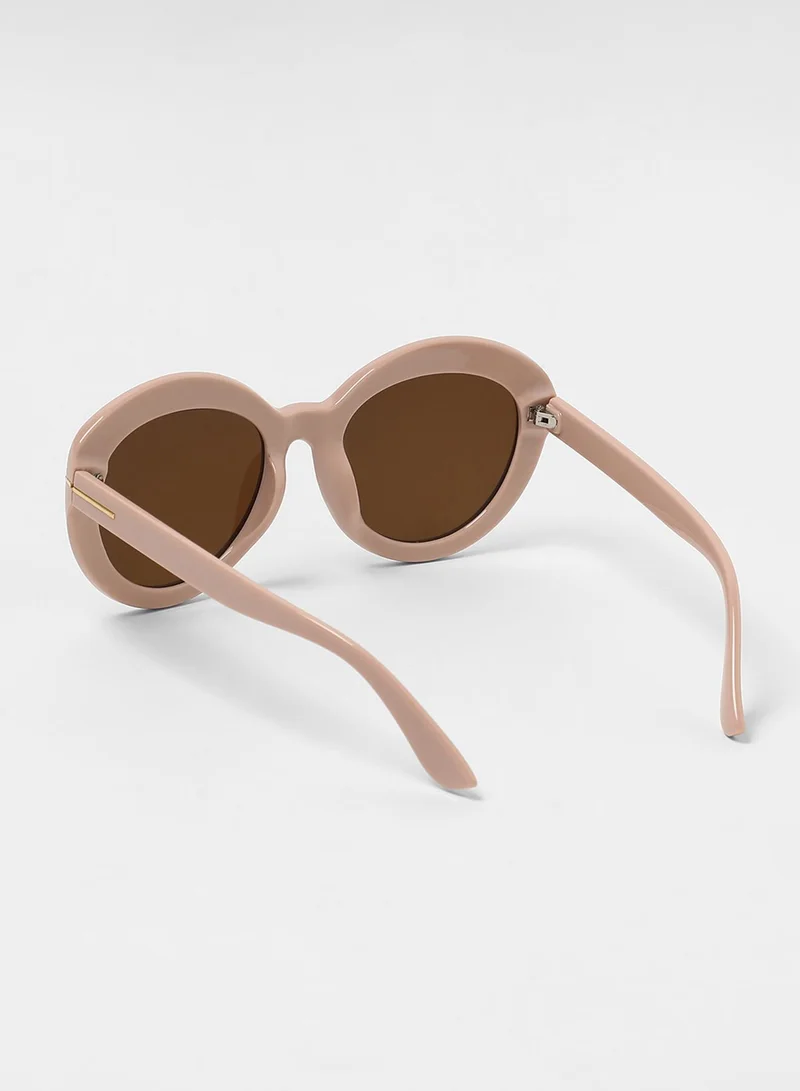 Haute Sauce The Chunky Block Oversized Sunglasses - Blush Pink
