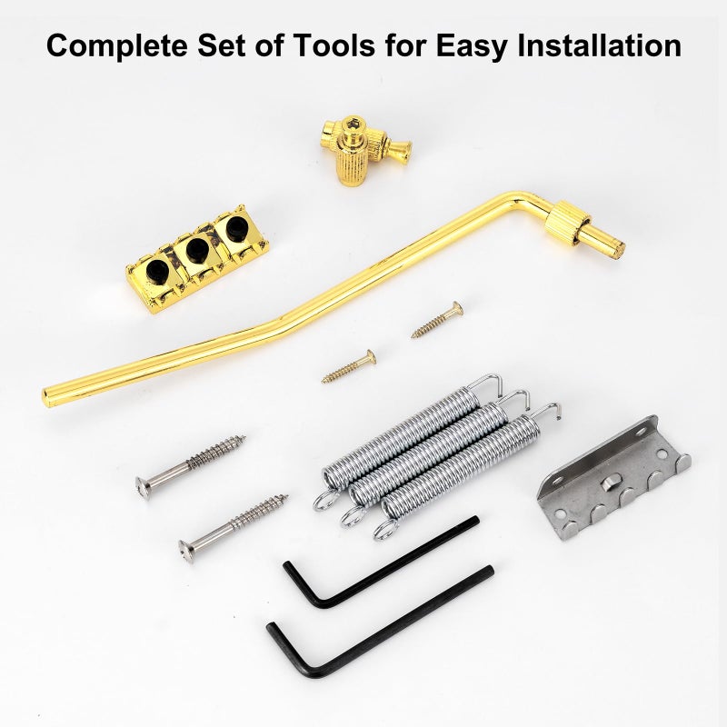 Swhmc Guitar Bridge&Bridge Parts Set of Gold Electric Guitar Tremolo Bridge with Bar Double Strat Locking for Floyd Rose Type - Image 3
