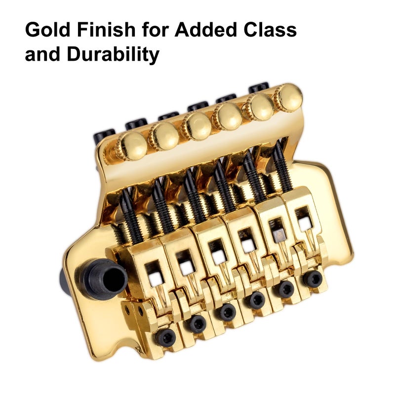Swhmc Guitar Bridge&Bridge Parts Set of Gold Electric Guitar Tremolo Bridge with Bar Double Strat Locking for Floyd Rose Type - Image 2
