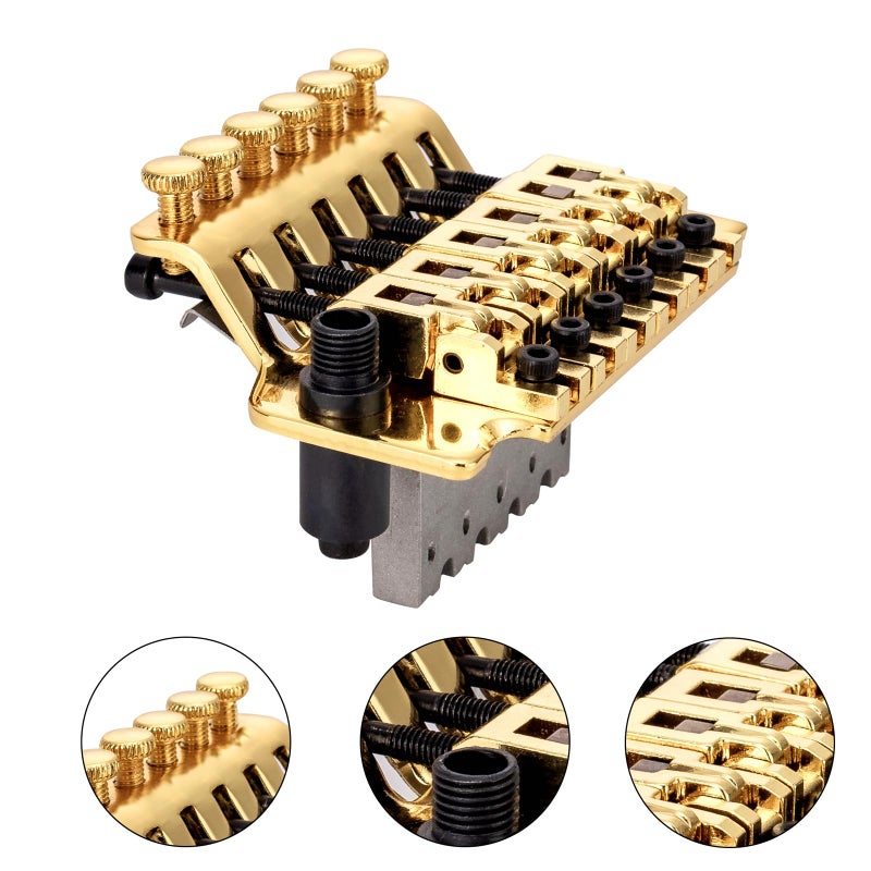 Swhmc Guitar Bridge&Bridge Parts Set of Gold Electric Guitar Tremolo Bridge with Bar Double Strat Locking for Floyd Rose Type - Image 5