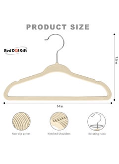Red Dot Gift 50-Pack Beige Velvet Kids Hangers - (35cm / 14 Inch) Premium Childrens Hangers for Closet, Ultra-Thin Cute Hangers Kids Clothes Hanger, Small Hangers for Kids Clothes  - Image 4