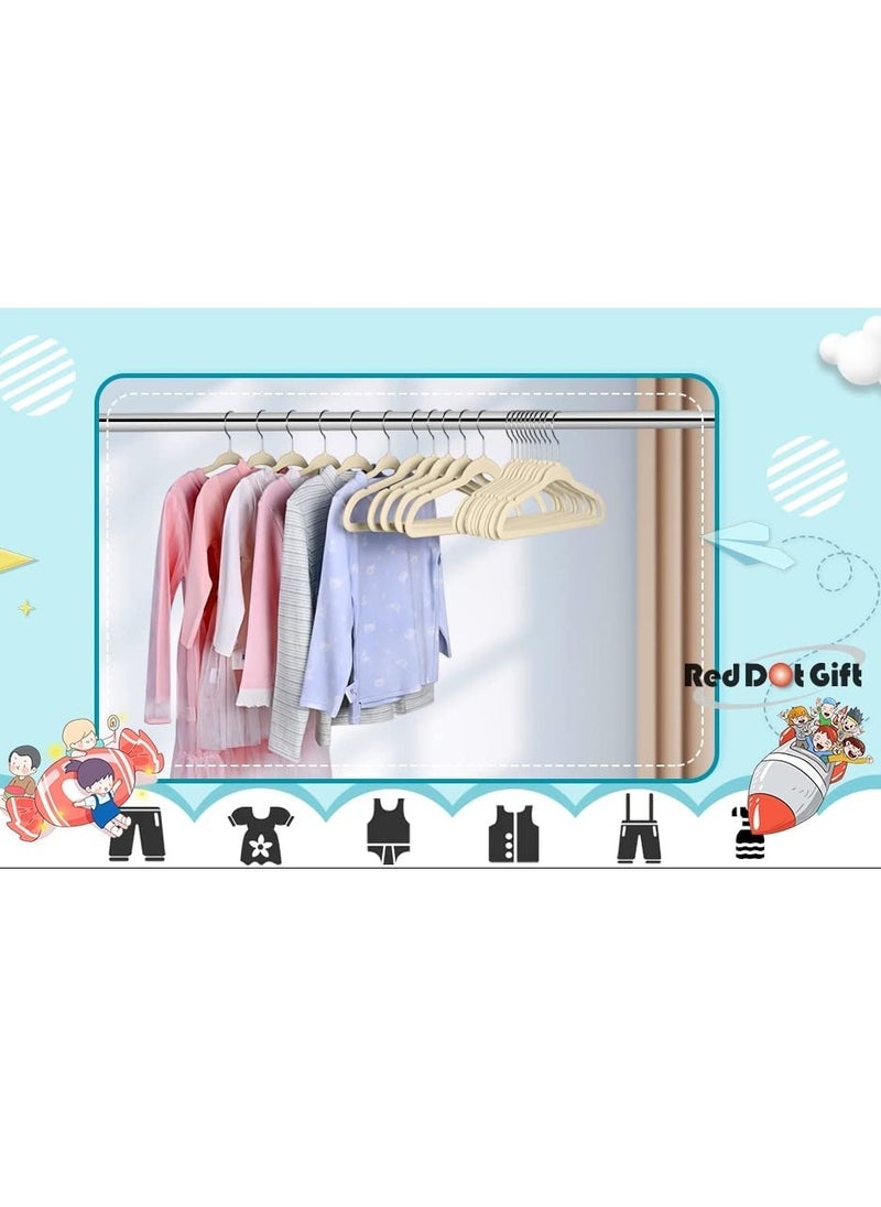 Red Dot Gift 50-Pack Beige Velvet Kids Hangers - (35cm / 14 Inch) Premium Childrens Hangers for Closet, Ultra-Thin Cute Hangers Kids Clothes Hanger, Small Hangers for Kids Clothes  - Image 3