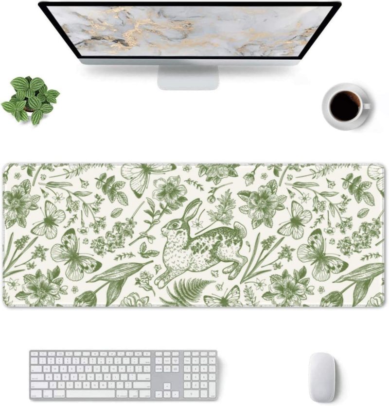 XL Mouse Pad 11.8 X 31.5-Inch Green Floral Botanical Desk Mat - Spacious Workspace for Keyboard Mouse Premium Surface Protection for Home Office Students Desk Accessories - Image 2