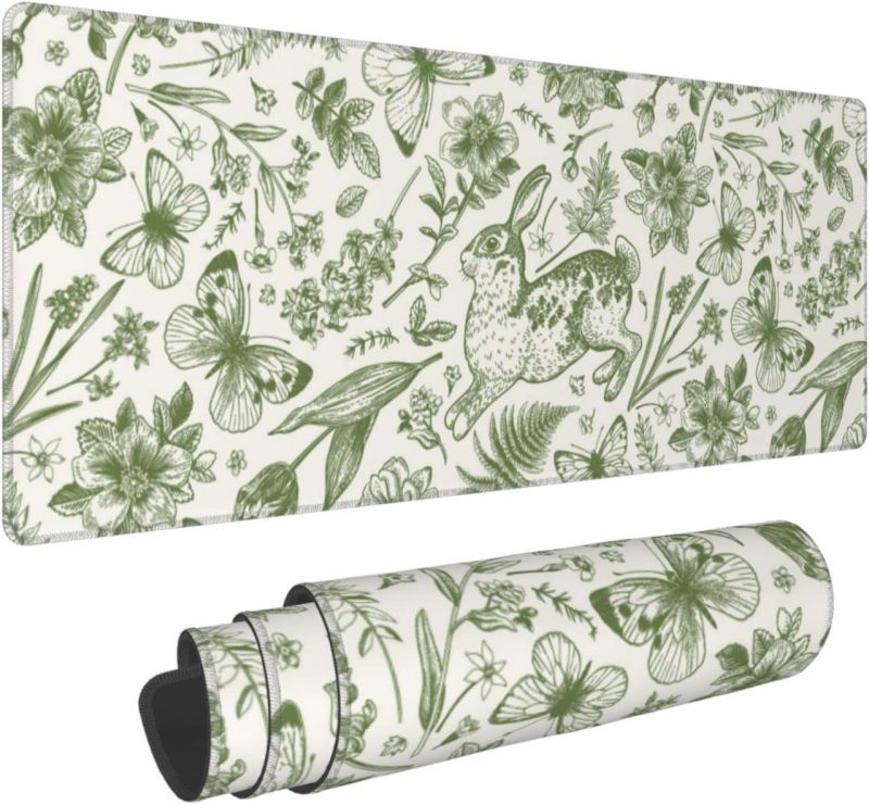 XL Mouse Pad 11.8 X 31.5-Inch Green Floral Botanical Desk Mat - Spacious Workspace for Keyboard Mouse Premium Surface Protection for Home Office Students Desk Accessories - Image 1