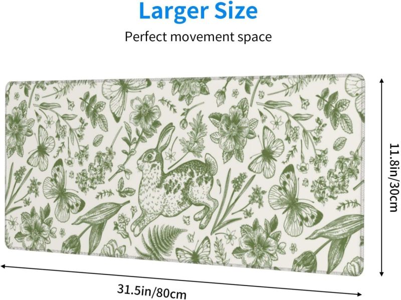 XL Mouse Pad 11.8 X 31.5-Inch Green Floral Botanical Desk Mat - Spacious Workspace for Keyboard Mouse Premium Surface Protection for Home Office Students Desk Accessories - Image 4