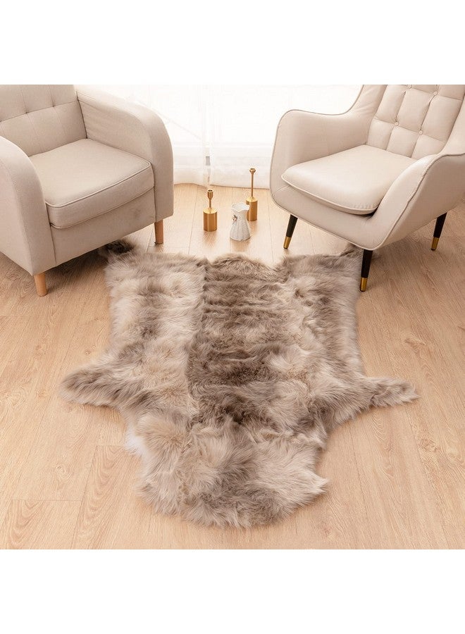 Carvapet Soft Fur Rugs Fake Reindeer Hide Area Rug Fluffy Faux Fur Carpet for Bedroom Floor Mat Home Decorative Throw Rug for Living Room, 4ft x 5ft, Brown - Image 2