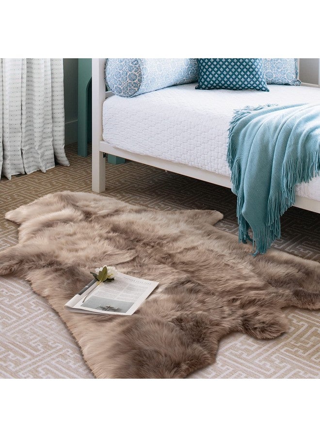 Carvapet Soft Fur Rugs Fake Reindeer Hide Area Rug Fluffy Faux Fur Carpet for Bedroom Floor Mat Home Decorative Throw Rug for Living Room, 4ft x 5ft, Brown - Image 4