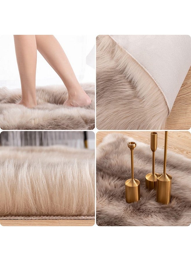 Carvapet Soft Fur Rugs Fake Reindeer Hide Area Rug Fluffy Faux Fur Carpet for Bedroom Floor Mat Home Decorative Throw Rug for Living Room, 4ft x 5ft, Brown - Image 3
