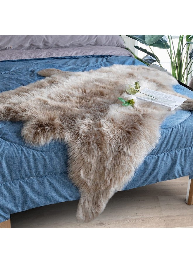 Carvapet Soft Fur Rugs Fake Reindeer Hide Area Rug Fluffy Faux Fur Carpet for Bedroom Floor Mat Home Decorative Throw Rug for Living Room, 4ft x 5ft, Brown - Image 5