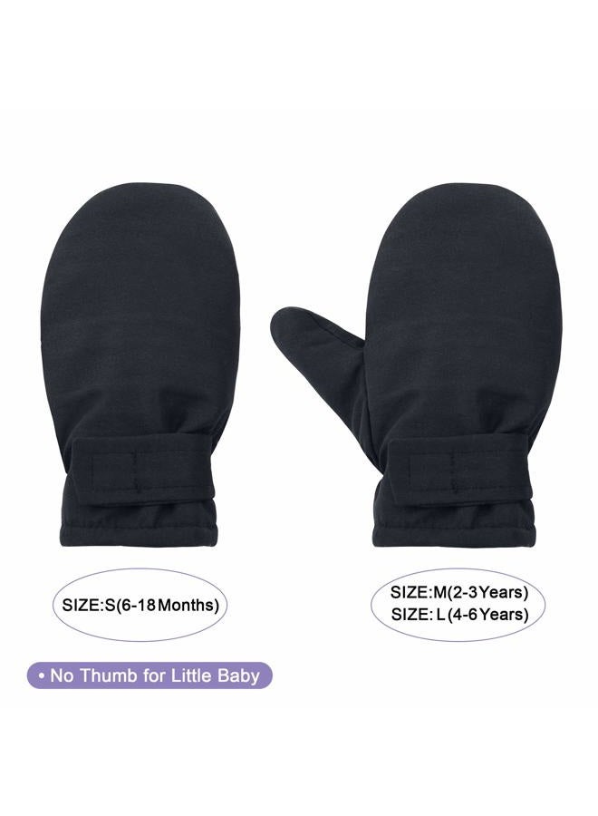 American Trends Lined Fleece Toddler Mittens Kids Winter Warm Gloves Child Ski Gloves Waterproof Snow Baby Mitten for Boys Girls, Y Black, M (Fits 2-3 Years) - Image 3