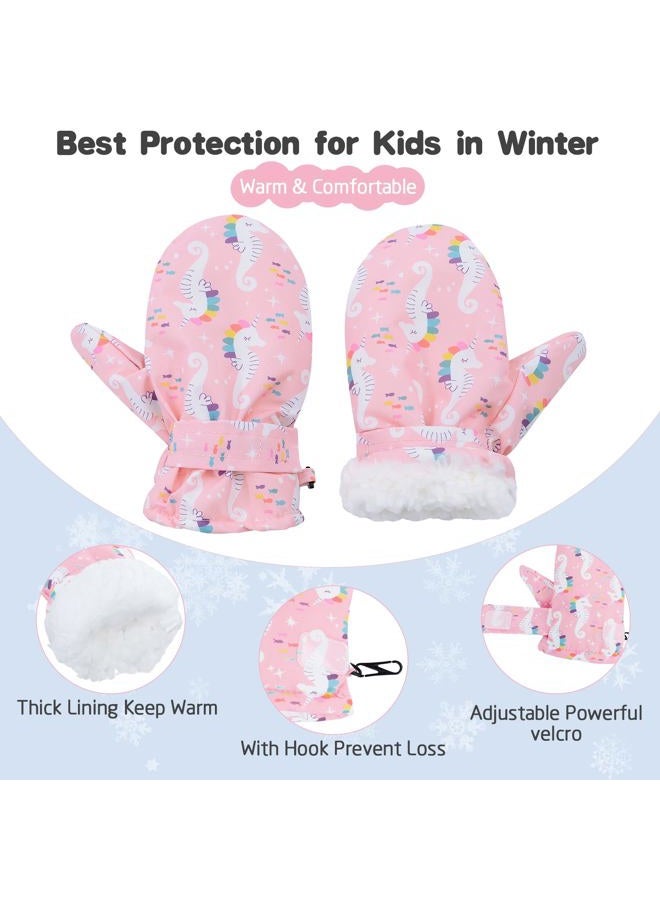 American Trends Lined Fleece Toddler Mittens Kids Winter Warm Gloves Child Ski Gloves Waterproof Snow Baby Mitten for Boys Girls, Y Black, M (Fits 2-3 Years) - Image 4