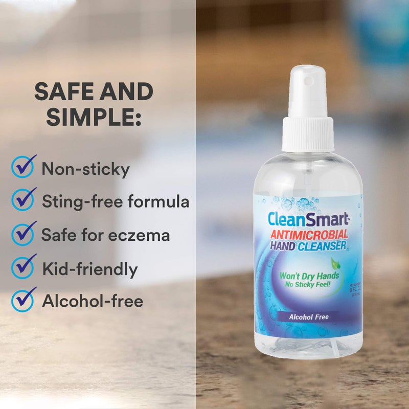 CleanSmart Antimicrobial Skin & Hand Cleanser, 8 Ounce Bottle (Pack of 2) Alcohol-Free Safe Cleanser - Image 2