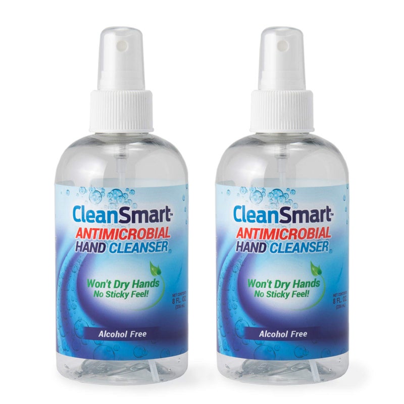 CleanSmart Antimicrobial Skin & Hand Cleanser, 8 Ounce Bottle (Pack of 2) Alcohol-Free Safe Cleanser - Image 1