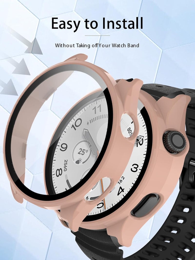 WUNIAK Case for Xiaomi Watch5 Smart Watch,Hard PC Screen Protector for Watch5 Smartwatch,9H Tempered Glass Ultra-Thin Full-Coverage Shockproof Bumper,(Pink) - Image 5