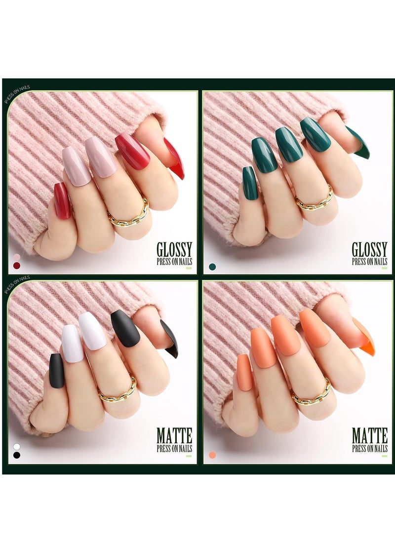 Nail design kit consisting of 36 pieces, 24 pieces of colored press-on nails, 2 stickers, rhinestones, 5 double-face stickers, 2 files, 2 cuticle pushers, and nail glue.