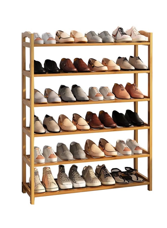 NKX 6 Layer Bamboo Shoe Rack Storage Wooden Standing Shoe Display Shelf  - Image 1