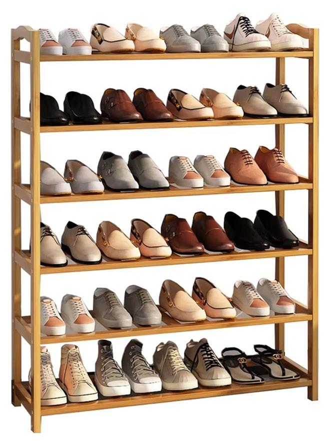NKX Multi Layer Bamboo Shoe Rack Storage Wooden Standing Shoe Display Shelf - Image 1