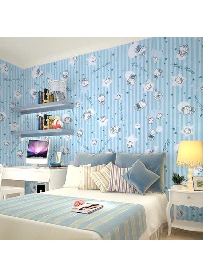 Wolpin Wall Stickers Wallpaper for Kids Room (45 x 500 cm) Cute Cats Girls Boys Bedroom Baby Decoration Wardrobe Furniture Decoration Self Adhesive Waterproof DIY, Crazy Blue - Image 2