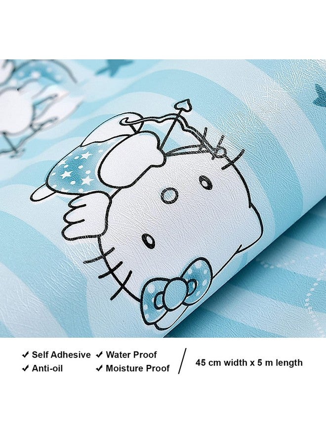 Wolpin Wall Stickers Wallpaper for Kids Room (45 x 500 cm) Cute Cats Girls Boys Bedroom Baby Decoration Wardrobe Furniture Decoration Self Adhesive Waterproof DIY, Crazy Blue - Image 3