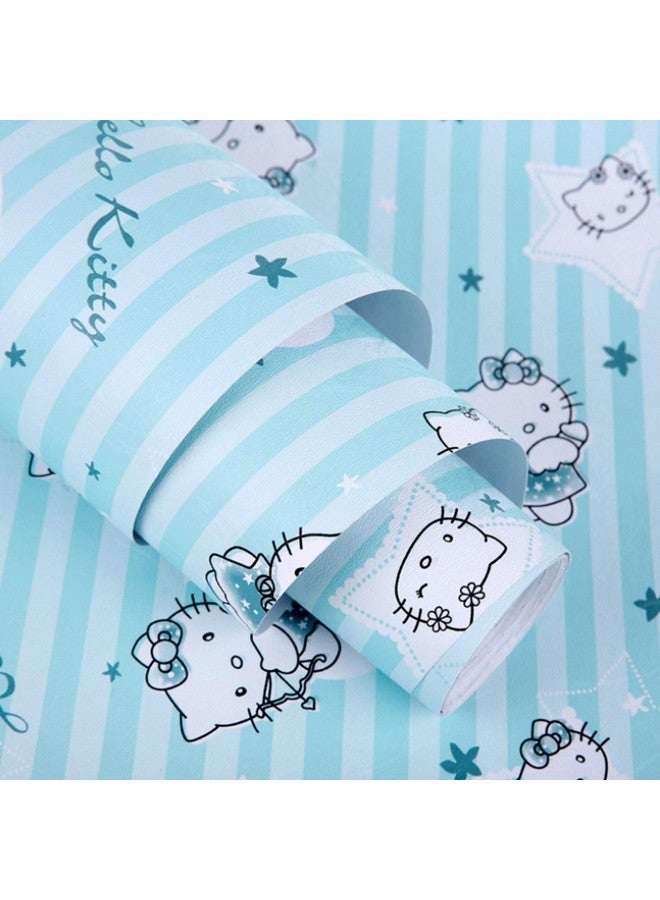 Wolpin Wall Stickers Wallpaper for Kids Room (45 x 500 cm) Cute Cats Girls Boys Bedroom Baby Decoration Wardrobe Furniture Decoration Self Adhesive Waterproof DIY, Crazy Blue - Image 1