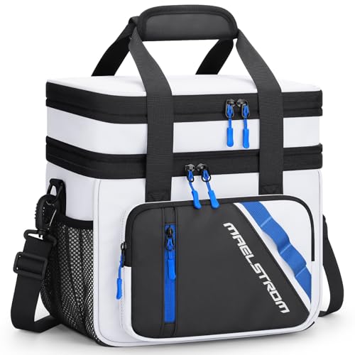 Maelstrom Lunch Box 20L Insulated Lunch Bag for Men Women Expandable Double Deck Leakproof Cooler Bag with 6 Pockets Reusable Lunch Tote Bag for Work Picnic Travel White - Image 1