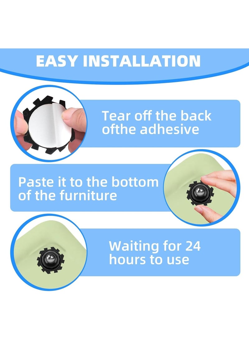 Zikra Self Adhesive Caster Wheels, 24 Pcs 360° Rotation Mini Swivel Wheels for Furniture, DIY Connected Small Appliance Rollers for Kitchen, Universal Swivel Wheels for Coffee Maker, Black - Image 5