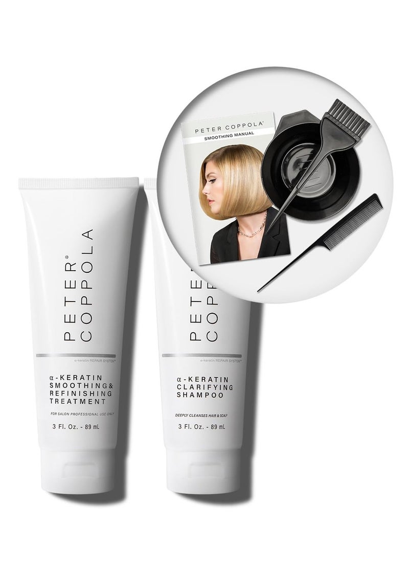 Peter Coppola PETER COPPOLA Keratin Treatment Kit - At-Home Hair Straightening and Smoothing for All Types - Includes Clarifying Shampoo, Bowl, Brush & Comb  - Image 3