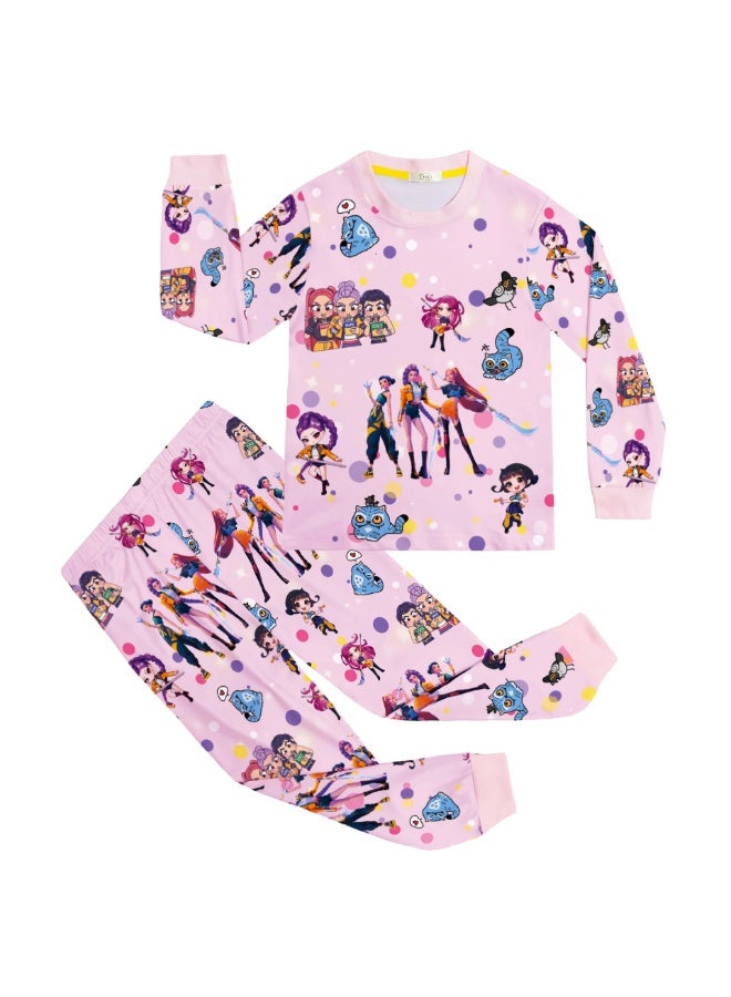 general K-POP: مجموعة طباعة فتاة الشيطان - مجموعة ديكور منزلي بحجم كبير بأكمام طويلة + بنطال طويل (رمز العنصر: 81139) - Image 1