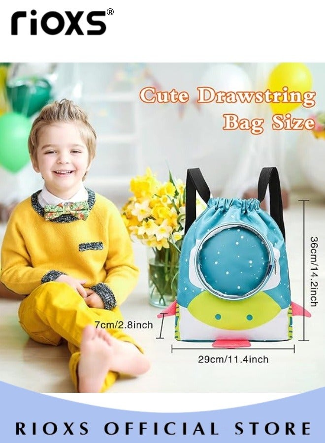 RIOXS Drawstring Backpack Bag Waterproof Beach Pack Dry and Wet Seperation Kid Swim Bag Sports Gym Backpack for Girls and Boys  - Image 5