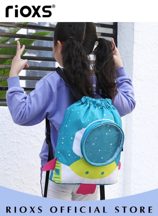 RIOXS Drawstring Backpack Bag Waterproof Beach Pack Dry and Wet Seperation Kid Swim Bag Sports Gym Backpack for Girls and Boys  - Image 3