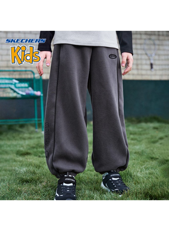 Skechers Boys' Sports Pants Winter Children's Sweatpants Casual Trousers Road Gray Size 120 - Image 2