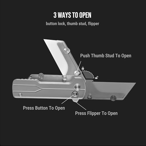 OKNIFE U1 Ultra Titanium Pocket Folding Utility Knife w/Ceramic Blade, Button Lock EDC Box Cutter with Clip for Men Women - Image 3