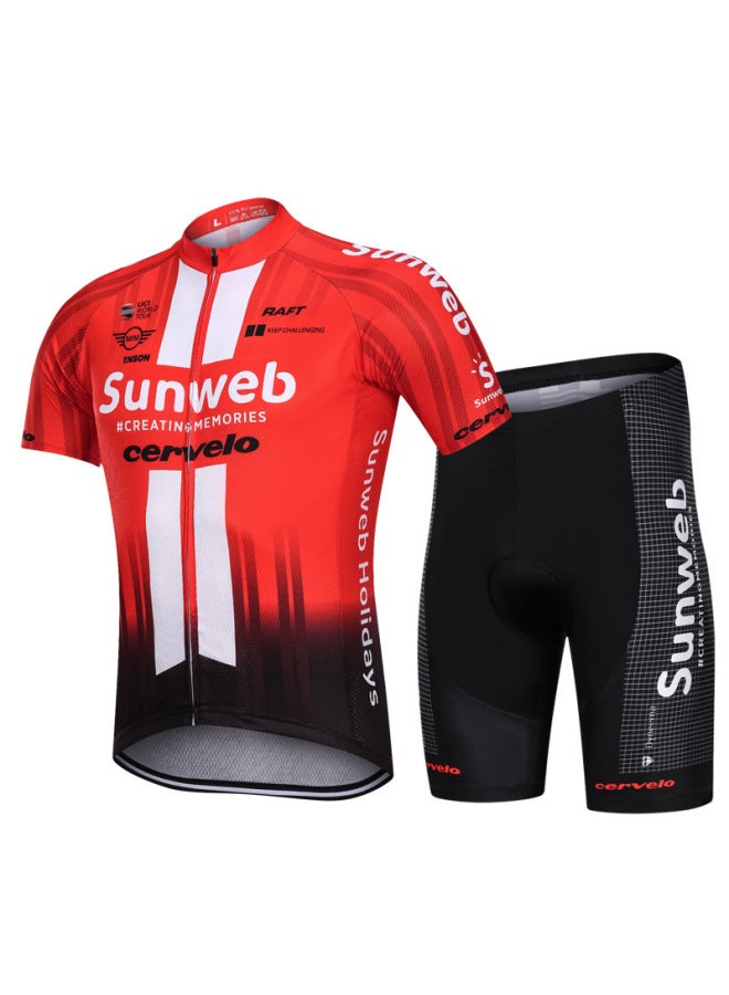 Tour De France Short-sleeved Cycling Suit Men's Summer Breathable Cycling Shirt Road Mountain Bike Cycling Suit Children's Roller Skating Suit