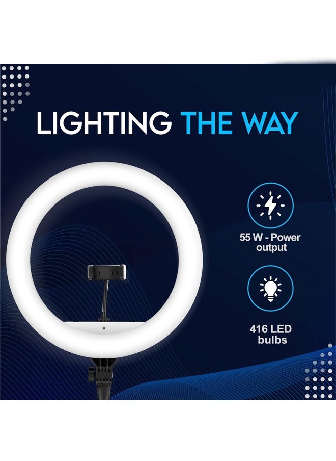 MOG - Mog 18 inch Professional Ring Fill Light Big LED Ring Light with 3 color modes Dimmable Lighting For YouTube Photo-shoot Video shoot  Live Stream Makeup & Vlogging Cameras White - Image 1