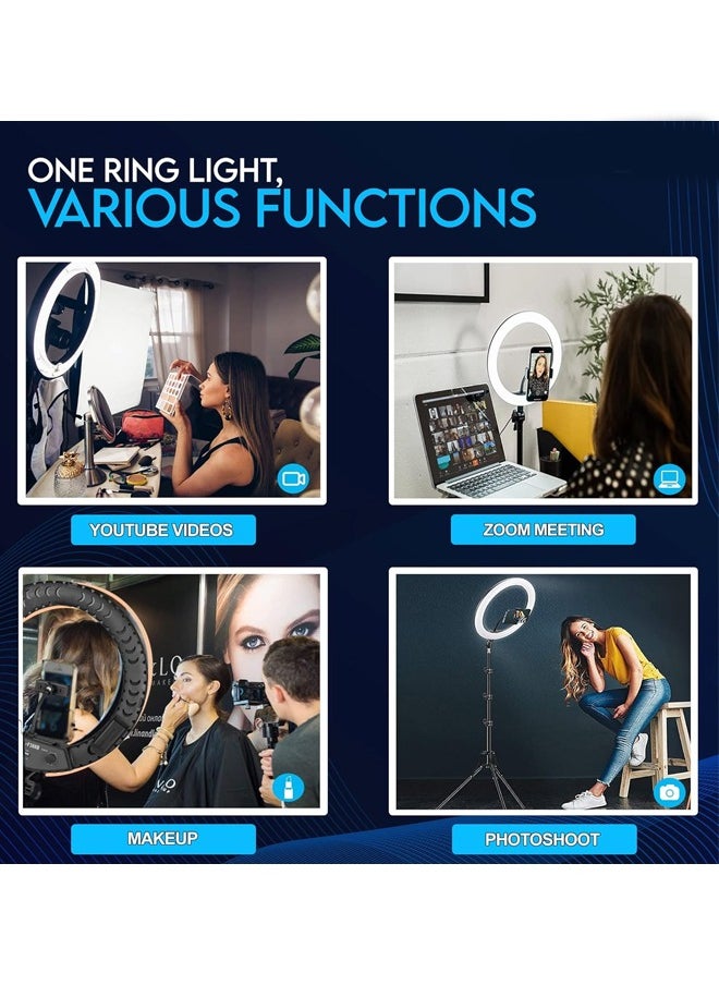 MOG - Mog 18 inch Professional Ring Fill Light Big LED Ring Light with 3 color modes Dimmable Lighting For YouTube Photo-shoot Video shoot  Live Stream Makeup & Vlogging Cameras White - Image 1