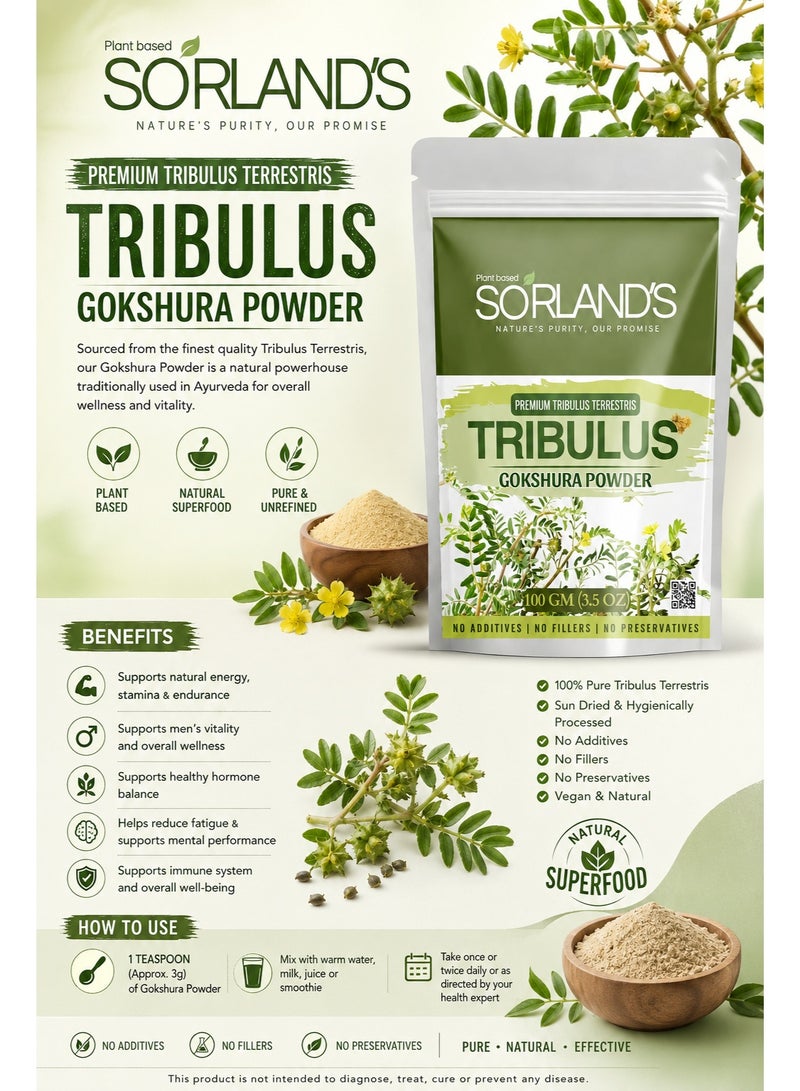 Sorland's Organic Tribulus Powder -100 gm (GOKSHURA) - Image 3