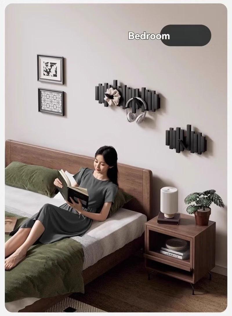 جمورو رف حائط خشبي لتعليق مفاتيح البيانو | منظم معاطف وقبعات للمدخل بدون حفر - Image 2