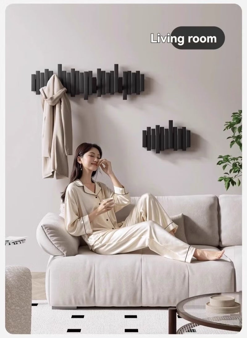 جمورو رف حائط خشبي لتعليق مفاتيح البيانو | منظم معاطف وقبعات للمدخل بدون حفر - Image 5