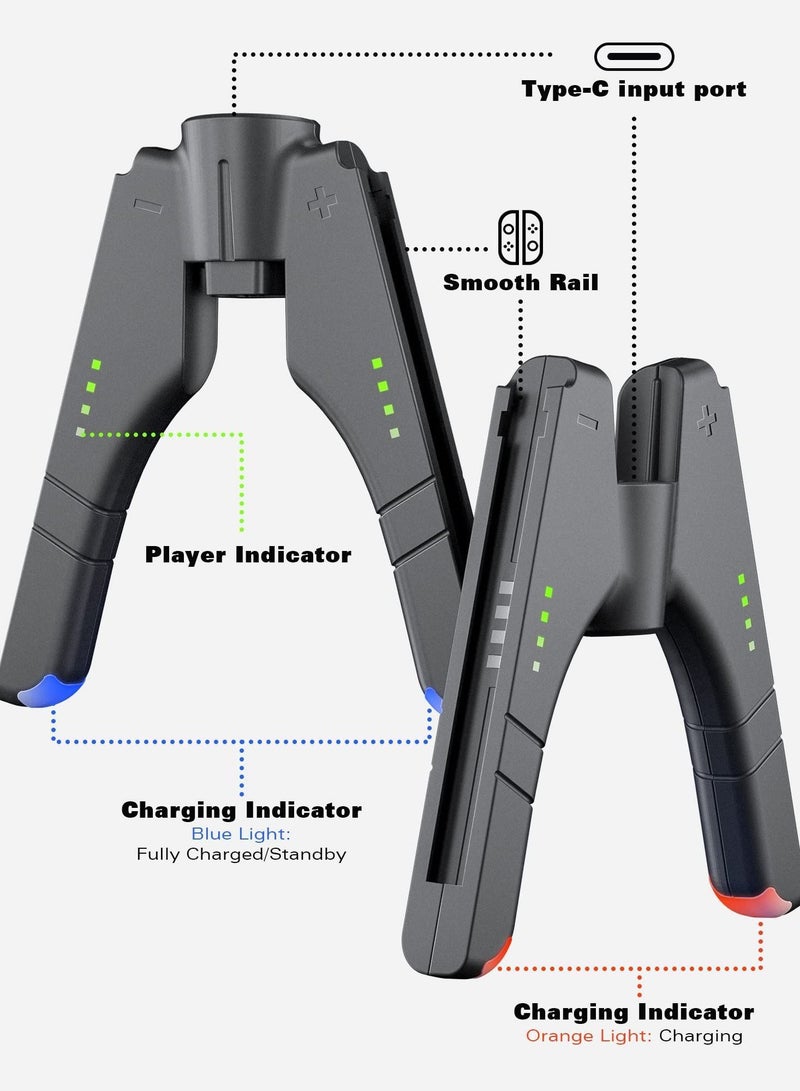 Y&D 4 in 1 Joycon Charger Grip for Nintendo Switch / OLED, Joy-Con Charging Comfort Storage, Controller Holder 3rd Party Joypad  - Image 5