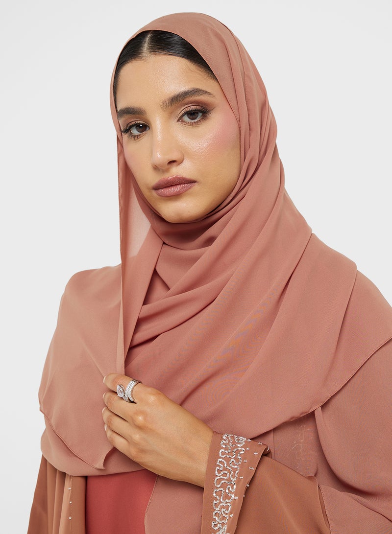 hayas closet V-Neck Embroidered Flared Sleeve Abaya  - Image 5