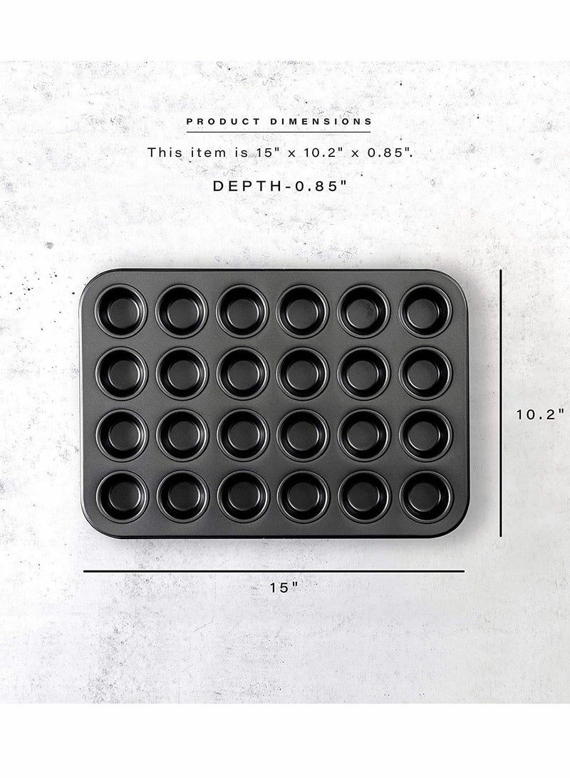 Bakeware, Bakeware Nonstick Mini Muffin Pan, 24 Cup - Black, Premium Quality Cupcake Pan with Nonstick Technology, Dishwasher Safe, No-Toxic Material, Commercial Grade Carbon Steel - Image 2