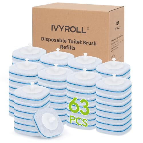 IVYROLL Toilet Bowl Cleaner Wand Refills Compatible with CLOROX 63 Count Disposable Toilet Brush Refills Replacement Heads for Toilet Cleaning System - Image 1